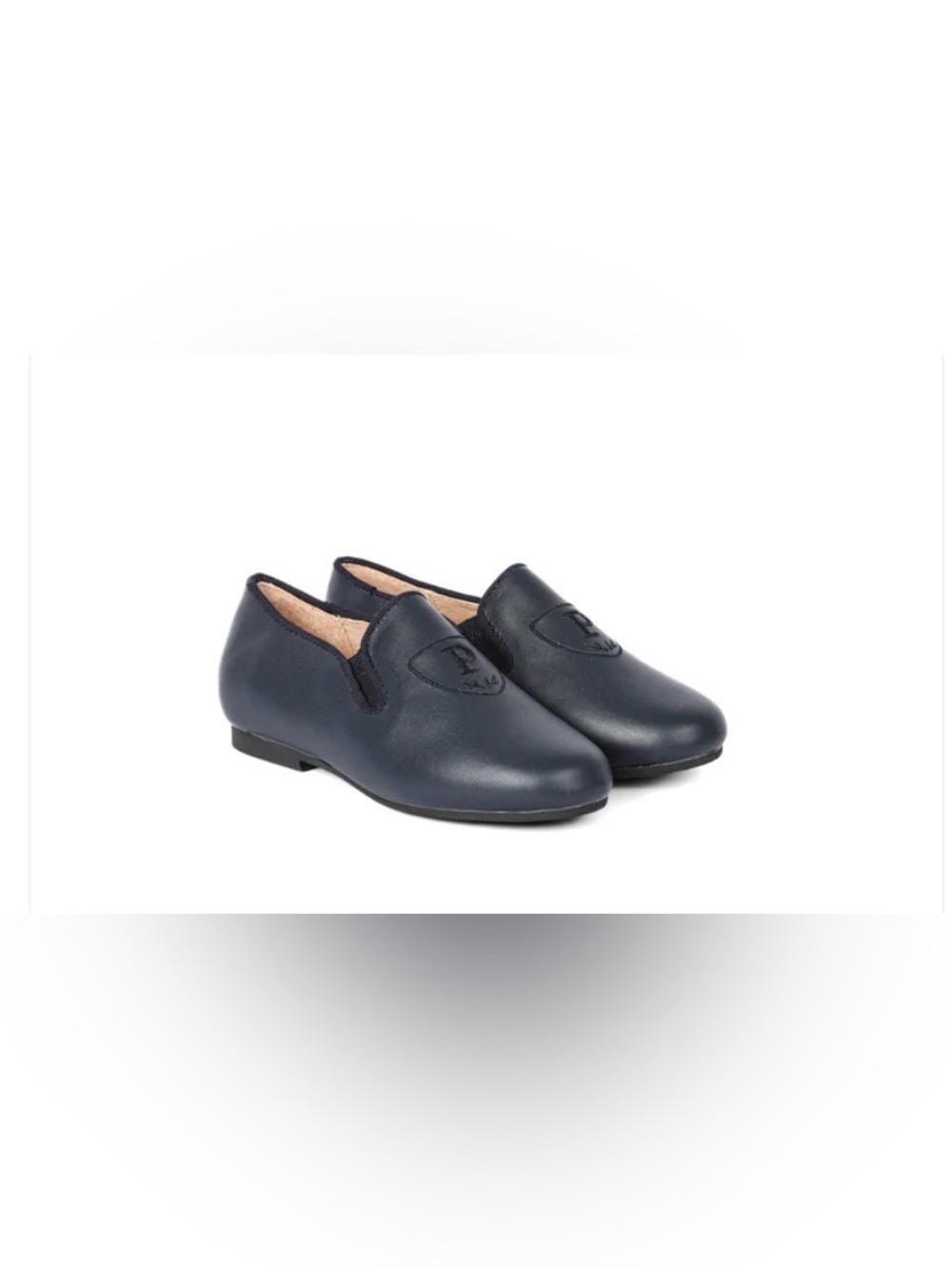 Children's Navy Dress Loafers with Embossed Crest Toddler Size 23=US Size 7